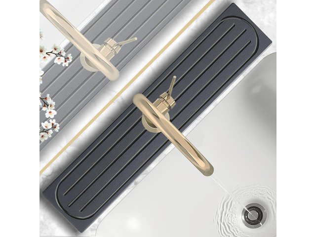 Stone Faucet Mat for Kitchen Sink with Raised Feet, Sink Mat for Kitchen Faucet, Water Absorbent Diatomite Stones Sinks Tray, Sink Splash Guard &...