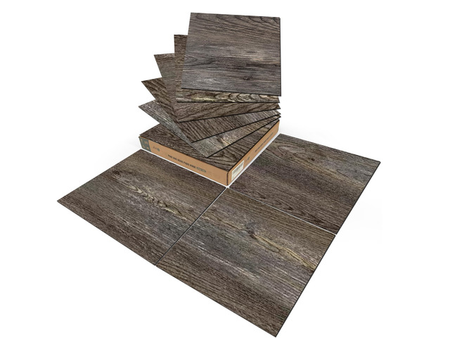 30-Pack Peel and Stick Vinyl Floor Planks, 12 x 12 in, Dark Brown Oak Premium Vinyl, Self-Adhesive, Waterproof, Wood Grain, Fade-Resistant,...