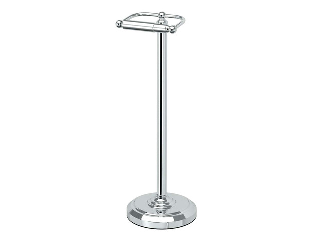 1436C Toilet Paper Holder Stand, Chrome Finish, Freestanding Bathroom Floor Stand, Pedestal, Weighted Base, 22 Inch