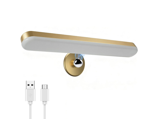 Wireless Vanity Light for Mirror, Rechargeable LED Bar, Gold Adjustable Color, Brightness and Angle with Magnetic Stick-On Design for Makeup...