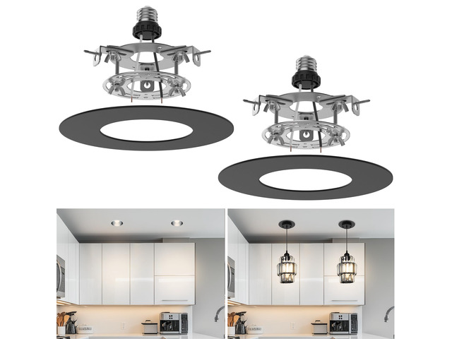 Recessed Can Light Conversion Kit for 5' and 6' Ceiling Fixtures - Pendant/Hanging Light Upgrade, Compatible with Ceiling Fans, Includes 7¾' Flat...