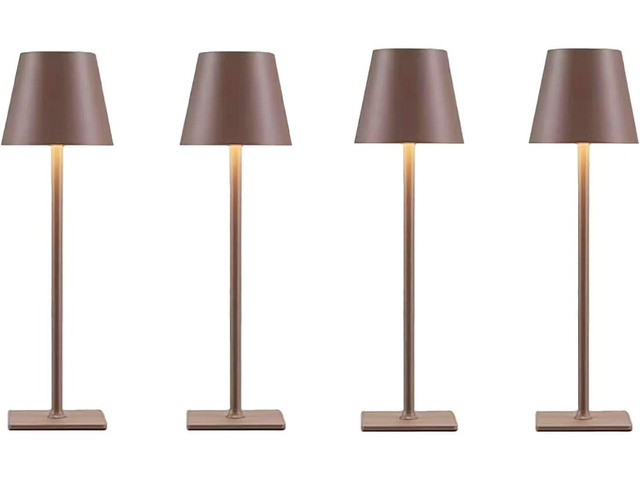 4 Pack Brown Cordless Table Lamps-Wireless Rechargeable Lamps Bulk of 4,Waterproof Outdoor Table Lamp for Patio/Restaurant/Dinner Dining Tabletop...