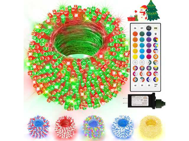 Color Changing Christmas String Lights with Remote, 99Ft 300 LED 35 Colors 9 Modes RGB Christmas Lights, Dimmable Led String Light Outdoor Plug in,...