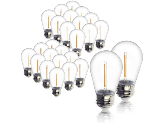 48-Pack S14 Outdoor String Light Bulbs for Patio Lights, 2200K, 1W Plastic outdoor indoor S14 string bulbs for decoration, 11W Equivalent, 120V,...