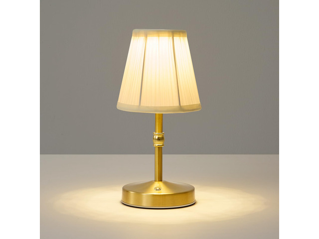 5W Mini Cordless Lamp Gold,3000 mah Small Battery Operated Lamp,Vintage Small Table Lamps,3 Level Dimmable Rechargeable Lamps,Decorative Dining...