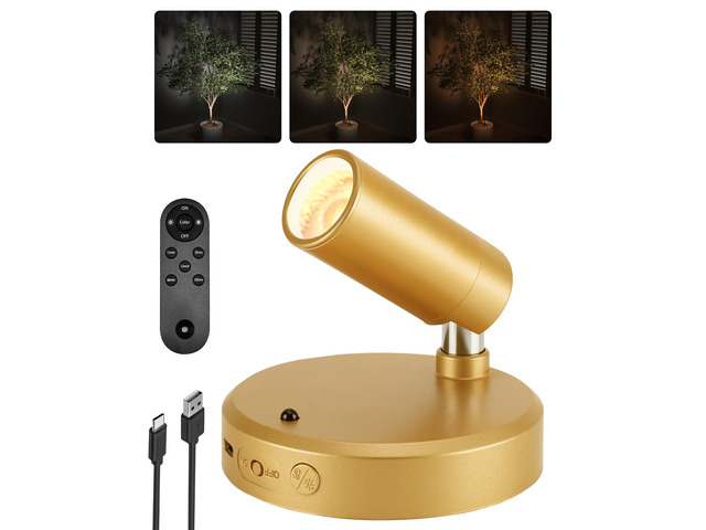 LED Spotlight Indoor, 5500mAh Rechargeable Battery-Powered Picture Lights, Wireless Mini Art Accent Spotlights with Remote, Uplighting for Plants,...