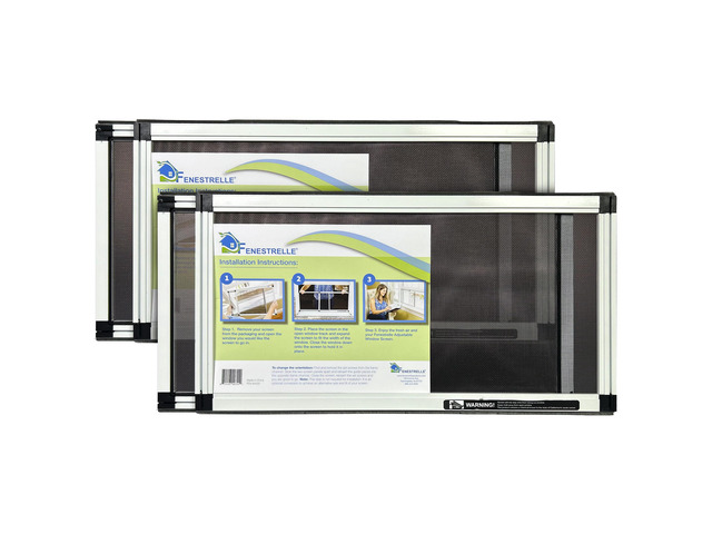 Expandable Window Screen, 10 H × 1936 W Horizontal, 2-Pack 2Way Adjustable Window Screen, Flame Resistant Fiberglass Mesh, Durable Aluminum Frame...