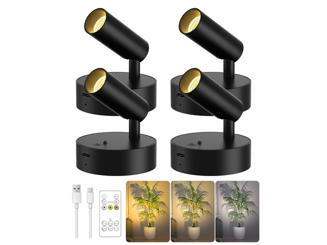 Spotlights Indoor with Remote, 3000Mah Rechargeable Wireless Plant Light Up Lights with 3 Colors & Dimmer, Small LED Picture Lights for Painting,...