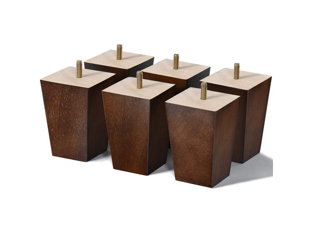 4 inch Wood Furniture Legs Sofa Legs Set of 6 Square Couch Legs Mid-Century Modern Replacement Legs for Armchair,Recliner, Dresser, Sideboard