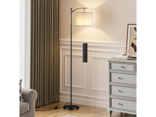 60' Floor Lamp with Remote and Stepless Dimmable Bulb, Grey Shade Colors Temperature and Brightness Adjustable, Foot Switch, Remote Control, Black...