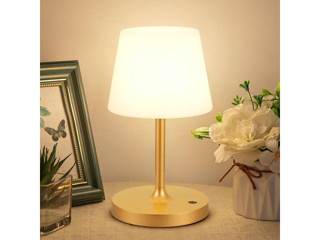 Gold Cordless Shower Lamp Waterproof, Rechargeable Cordless Lamp with 4000mAh Battery, Touch Dimmable Table Lamp for Outdoor, Kitchen, Bathroom,...