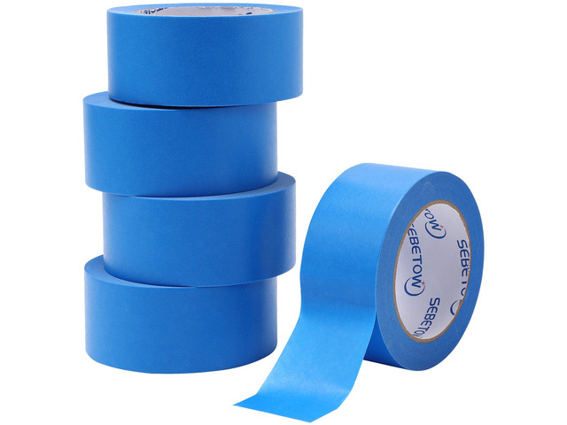 5 Rolls Painters Tape 2 inch Wide Bulk Blue Masking Tape for Painting 55yds UV Resistant Painters Tape for Home Projects Wall Trim Edge Indoor...