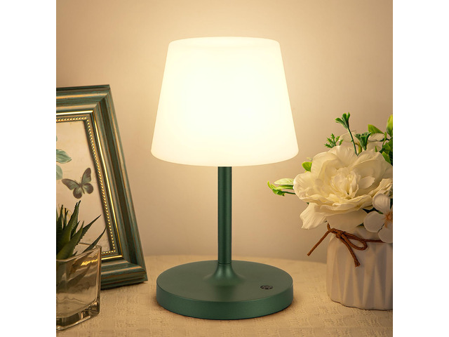 Green Cordless Shower Lamp Waterproof, Rechargeable Cordless Lamp with 4000mAh Battery, Touch Dimmable Table Lamp for Outdoor, Kitchen, Bathroom,...