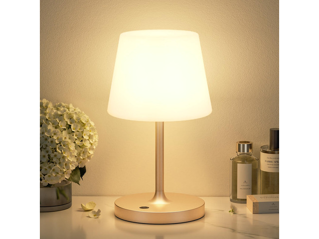 Champagne Gold Shower Lamp Waterproof, Rechargeable Cordless Lamp with 4000mAh Battery, Touch Dimmable Table Lamp for Outdoor, Kitchen, Bathroom,...