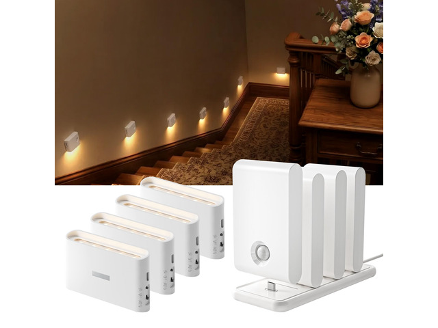 Motion Sensor Night Lights, Rechargeable 1500mAh LED Stair Lights with Magnetic & Dimmable, Auto On/Off 3000K Soft White, Stick-On for Stairs,...