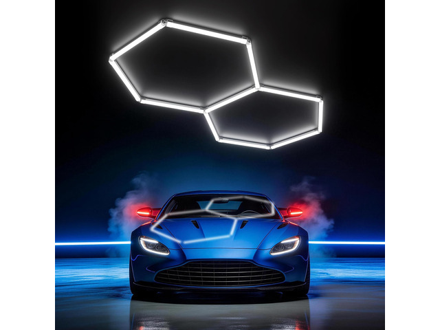 Gen II Hexagon Garage Lights: 77W 7700LM 2 Grids DIY Hexagon Led Light, 6500K Ultra Bright Honeycomb Hex Lights, Easy Install, Durable Design for...