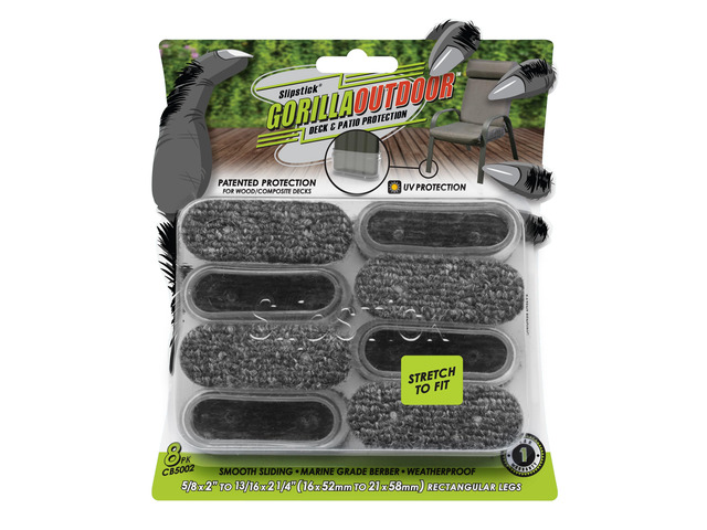 GorillaOutdoor Berber Furniture Feet Pads with Clear Sleeve Sock (8 Pack) Weatherproof Outdoor Furniture Sliders for Rectangular Legs
