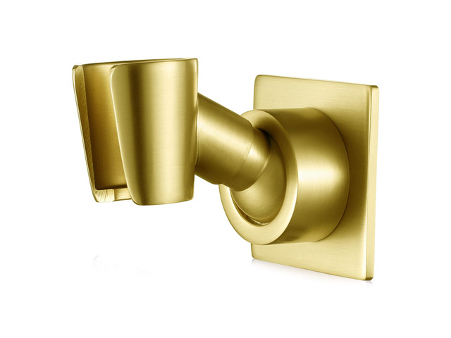 Shower Head Holder Handheld Shower Wand Holder Adjustable Shower Head Bracket Shower Wall Mount Holder, Brushed Brass/Gold Finish, Drill Free Glue...