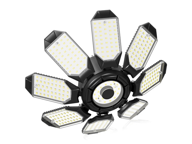 LED Garage Lights, Ultra Brighter 14000LM 6500K Garage Lighting LED Garage Light Bulb Fixture w/ 8 Deformable Panels, Screw in E26 Socket for...