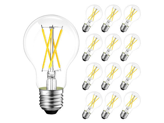 A19 E26 Edison Bulbs 60 watt Equivalent, Dimmable LED Light Bulbs Daylight 12 Pack 5000K Vintage LED Edison Bulbs for Bathroom, Ceiling Fan,...