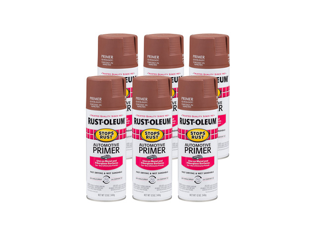 2067830-6PK Stops Rust Automotive Primer Spray, 12 oz, Flat Red, 6 Pack
