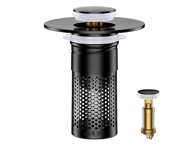 Bathroom Sink Drain Strainer,Universal Pop-Up Sink Stopper Hair Catcher Anti-Clog Stainless Steel Drain Filter Basket, Removable Sink Drain for...