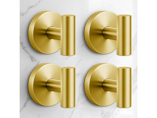 Heavy Duty Suction Cup Hooks for Glass Window,Tile,Mirror,Removable Shower Hooks for Inside Shower,Metal Towel Hooks for Bathroom,4 Pack(Gold)