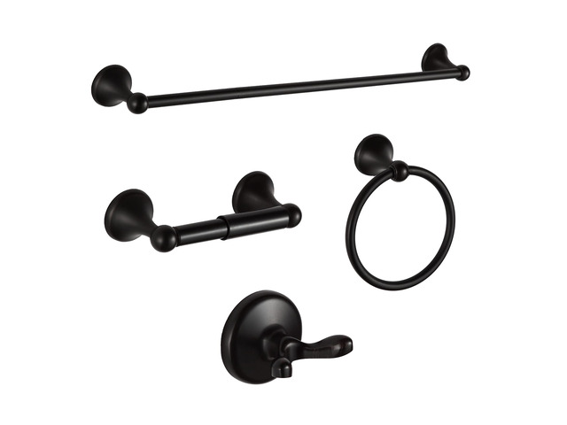 Bathroom Hardware Set, Oil-Rubbed Bronze Adjustable Expandable Towel Bar 4-Piece ORB Bathroom Accessory Set Wall Mounted Robe Hook Toilet Paper...