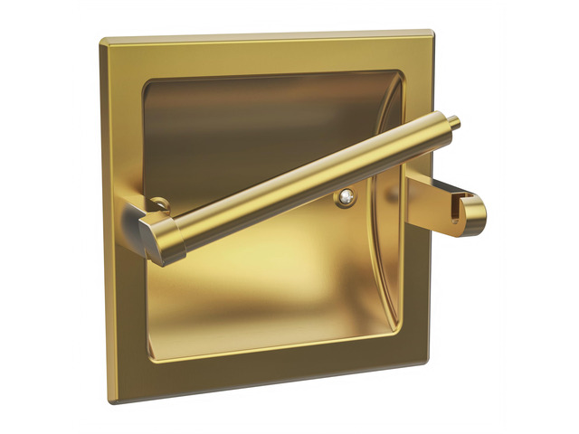 Recessed Gold Toilet Paper Holder Wall Mounted 304 Stainless Steel Brushed Brass Post Pivoting Design Easy to Change Roll, in Wall Toilet Paper...