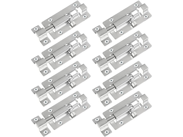 8 Pack Barrel Bolt Latch, 3 Inch Stainless Steel Slide Latch Lock Brushed Finish, Sliding Bolt Lock Latches, Thickened Stainless Steel, Sliding...