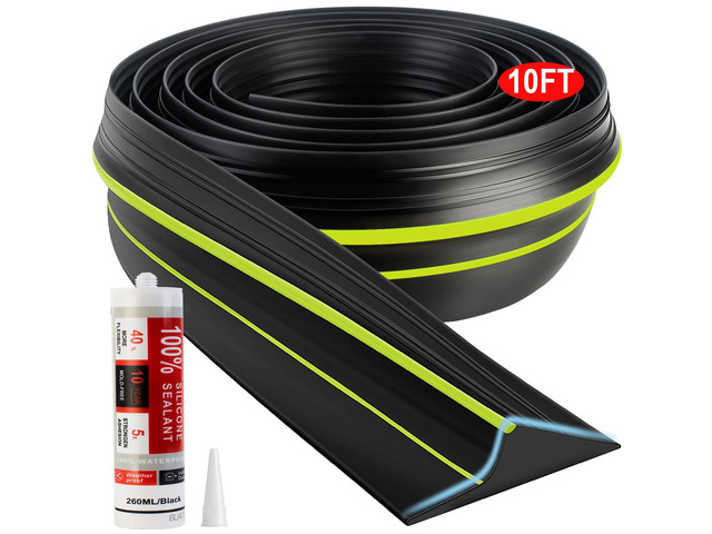 10FT Garage Door Threshold Seal Rubber Weather Strip 1 Adhesive Waterproof garage bottom threshold seal, green anti-slip solid strip, extreme...