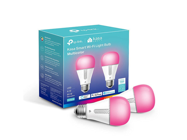 Light Bulbs KL135P2, 1000LM, Dimmable Smart WiFi Light Bulb, A19 16M Color Changing, Works with Alexa and Google Home, 2.4GHz Wi-Fi only, No Hub...