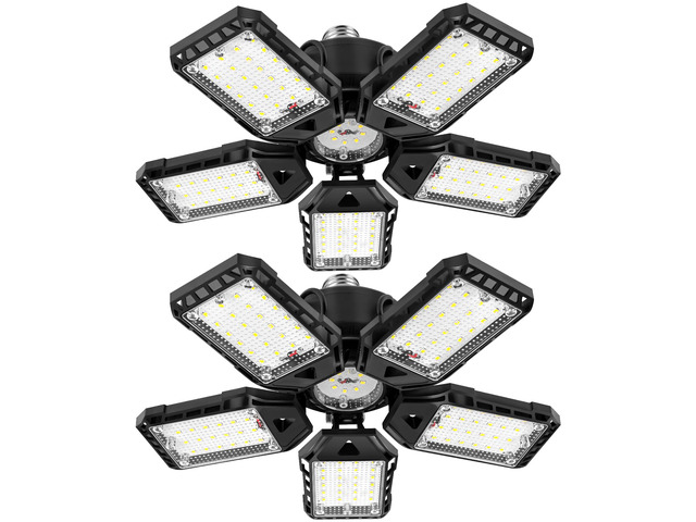 LED Garage Lights 2 Pack-160W, 16000LM 6500K with 5+1 Deformable Panels, Indoor LED Shop Light Barn Light Garage Ceiling Lights, E26/E27 for...