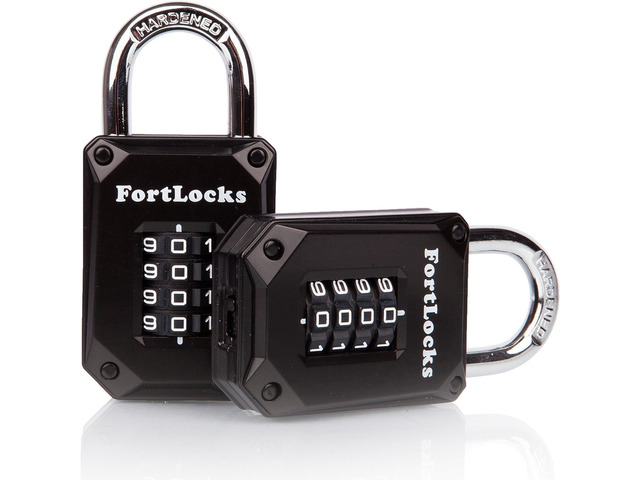 2 Pack Heavy Duty Waterproof Combination Lock - 4 Digit Resettable Black