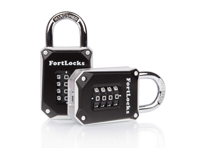 2 Pack - Heavy Duty, Waterproof, Resettable Combination Lock, 4 Digit, Silver Weatherproof, Hardened Steel, Heavy Duty, Easy-to-Read Numbers, Combo...