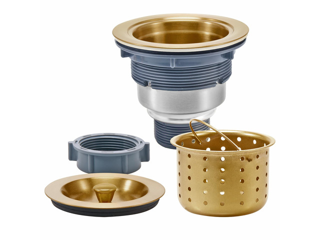 3-1/2 Inch Brass Sink Drain, Durable Stainless Steel Brass Kitchen Sink Drain Assembly Kit with Sink Strainer Waste Basket/Strainer...