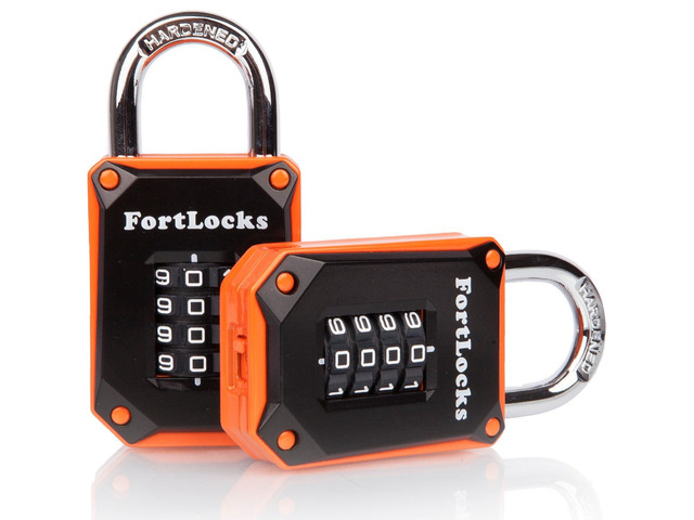 2 Pack Orange 4-Digit Combination Lock - Heavy Duty, Waterproof, Resettable