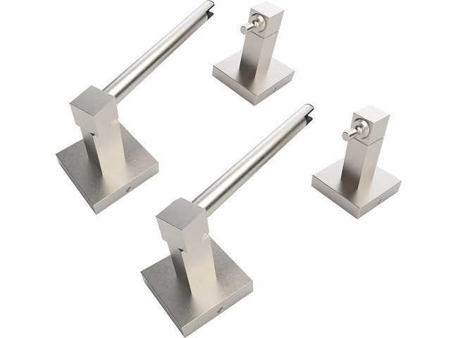 Brushed Nickel Toilet Paper Holder Wall Mount for Bathroom, 2 Pack Dual-Post Pivoting Tissue Roll Holder with Square Base, Rustproof 304 Stainless...