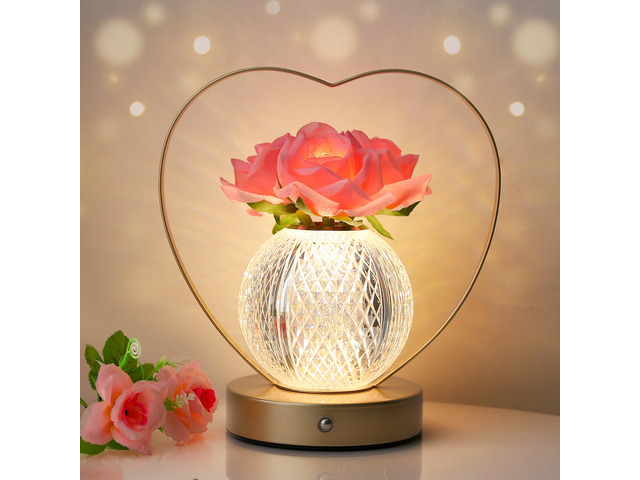 Women Gifts Rose Flower Lamp Cordless LED Touch Lamp Decor Gift 3-Colour Infinitely Dimming,Small Night Light,Birthday Gifts for Women,Living Room...