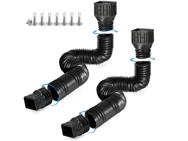 2 Pack Flexible Rain Gutter Downspout Extensions,Drain Downspout Extender,Gutter Extension Flexible,Down Spout Drain Extension Pipes,Extendable...