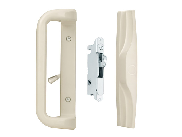 Sliding Patio Door Handle Set, Mortise Lock, 3-15/16', Beige Fits 1-1/4' to 2' thick sliding glass doors; reversible design. Key cylinder not included