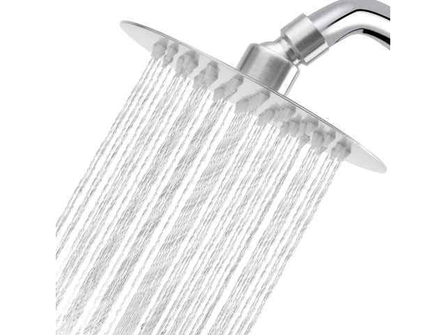 Rain Shower Head, Ultra-Thin Design-Pressure Boosting, Awesome Some Experience, High Flow Stainless Steel Rainfall Head (6 Inch,Brushed Nickel)