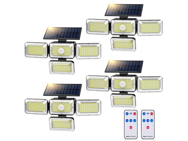 Solar Lights Outdoor, 288 LED 2800LM Motion Sensor Outdoor Light with Remote Control, 4 Heads IP65 Waterproof Solar Flood Security Lights for...