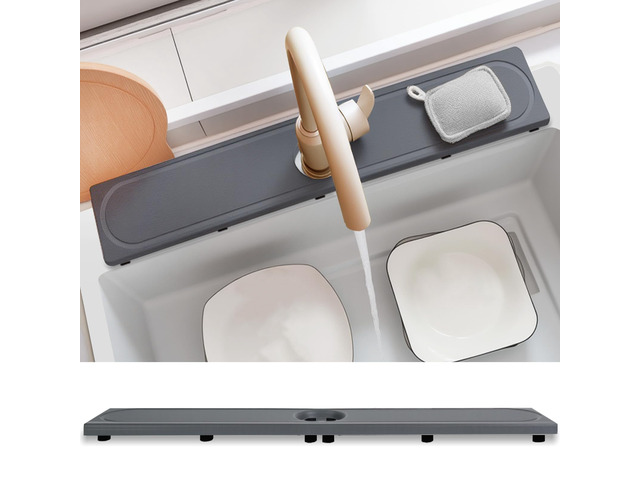 Faucet Mat for Kitchen Sink with Raised Feet, Fast Drying Diatomite Stone Sink Tray, Water Absorbent Faucet & Sink Splash Guard, Prevents Moisture...