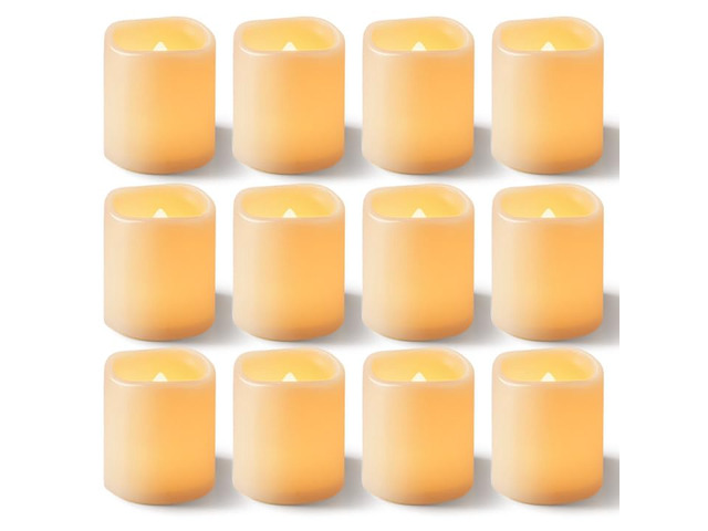 100 Pack Ivory Flameless Flickering LED Votive Tealights Candles Battery operated, 200+ hours runtime, amber yellow glow, 1.5'D x 1.6'H, for...