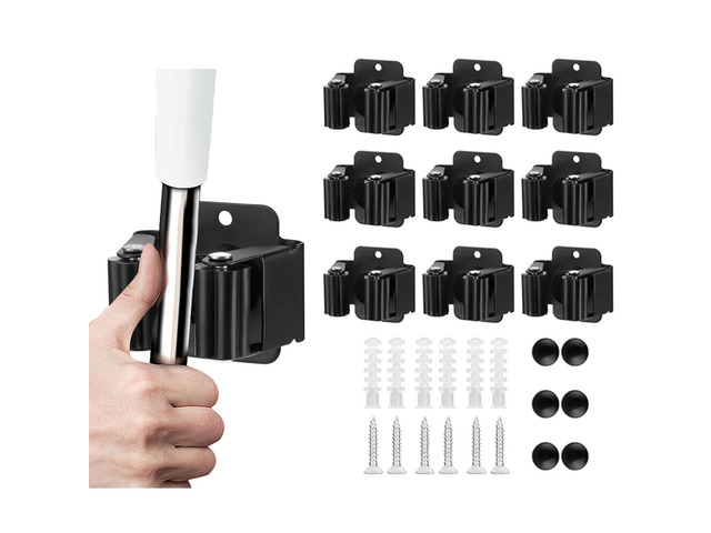 9PCS Broom and Mop Holder, Heavy Duty Garden Tool Organizer Rack Rake and Shovel Handle, Stainless Steel Mop Hanger. Screws for Wall Mounted. Matte...