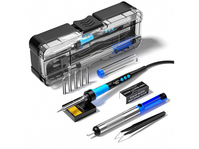 Soldering Iron Kit, 90W 110V LCD digital soldering gun12-in-1 Soldering Iron Kit ToolTemperature adjustable from 180-480°C5 soldering tipssoldering...