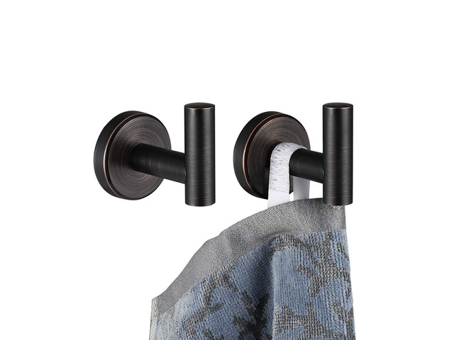 Bathroom Towel Hook Oil Rubbed Bronze, 304 Stainless Steel 0.8mm Coat Robe Clothes Hook for Bathroom Kitchen Garage Wall Mounted (Pack of 2),...