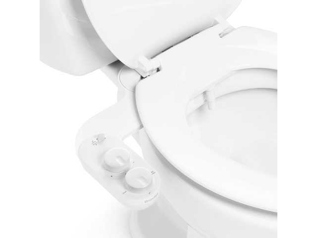Fresh Spa Adjustable, Bidet Attachment FSA-25 for Toilet Seats with Adjustable Single Nozzle, Side Arm Control, Thin Profile, White (Dual Temperature)