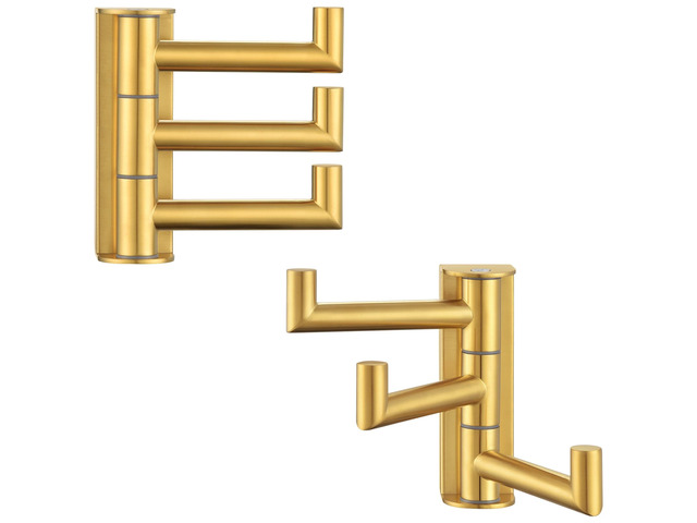Towel Hooks, Swivel Bathroom Hook, Brushed Dark Gold, 2 Pack SUS304 Stainless Steel, Folding 3 Arms, Kitchen Hand Towel Dishcloth Holder, Space...